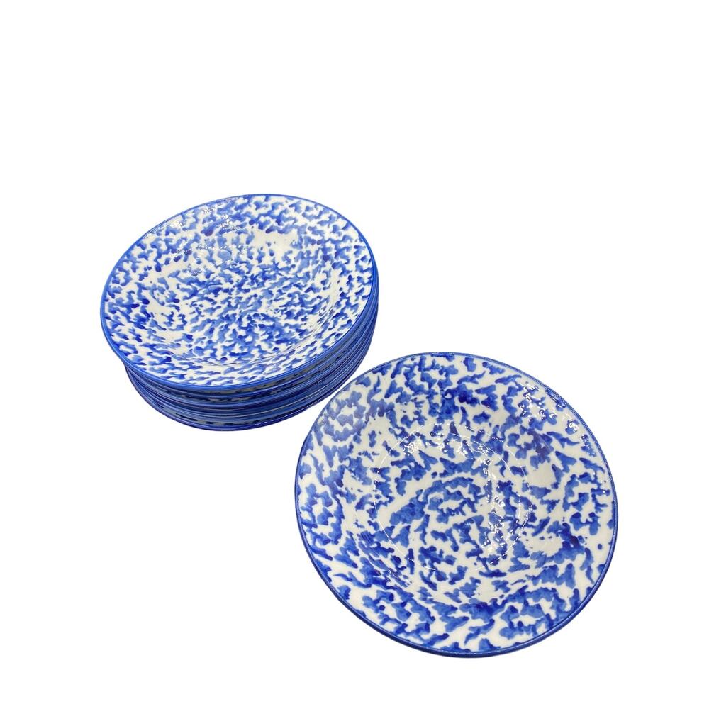 set of 7 ROYAL MAJESTIC STONEWARE COUNTRY blue 8750 soup, salad, cereal bowls